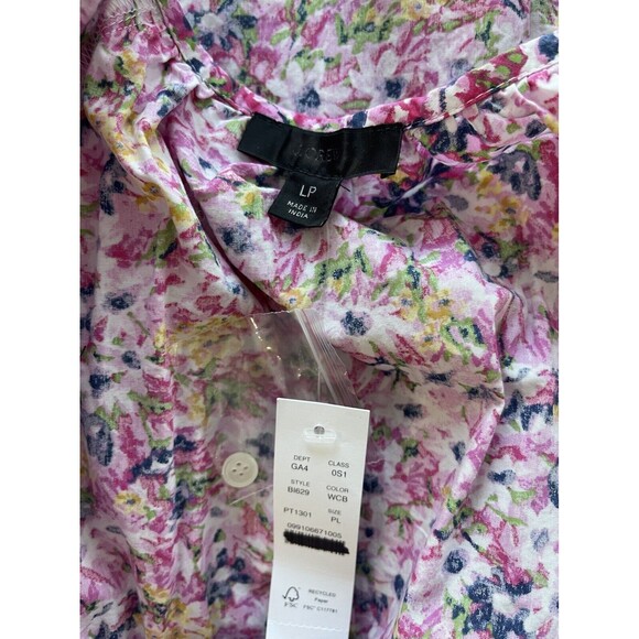 J Crew Puff Sleeve Smocked Midi in Pink Floral Fields Preppy Dress Size L NWT - Picture 13 of 16